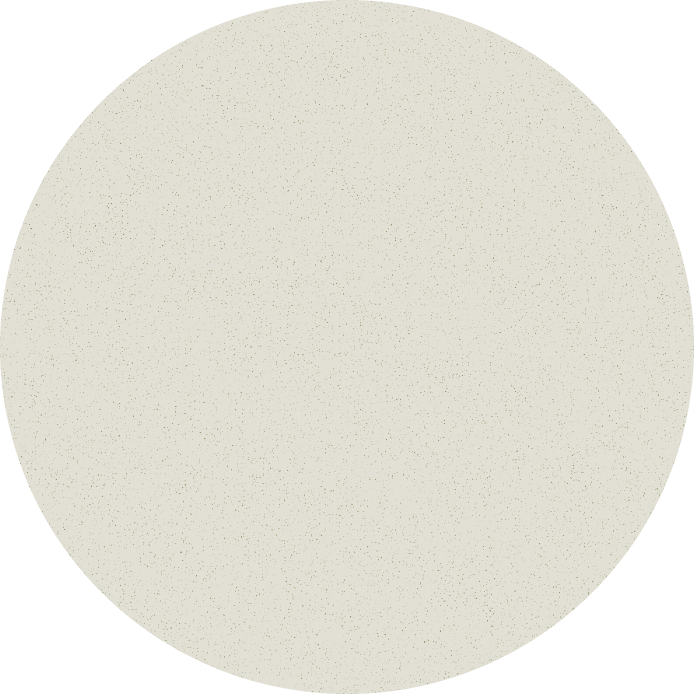 Light beige circular background with a subtle, fine speckled texture, resembling natural stone.